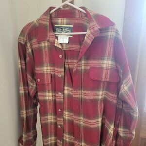 Field &Stream, Red, Tan, Gray Flannel shirt.